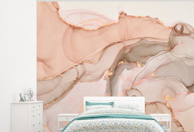 Behang - Fotobehang Marmer - Roze - Rosé - Breedte 325 cm x hoogte 260 cm