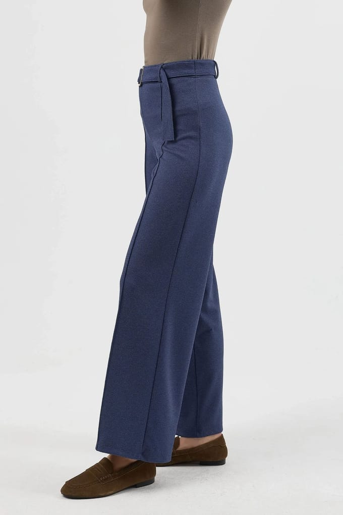 Hoge Taille Rechte Broek met Ceintuur