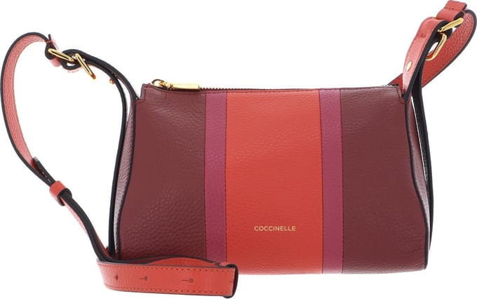 COCCINELLE Leren Schoudertas Bishop Mini Bag Grained Leather Bra / Grena / Rosew Wijnrood