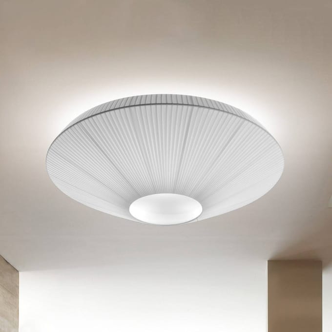 Bover plafondlamp Siam 120, hoogte 61 cm, nikkel/wit