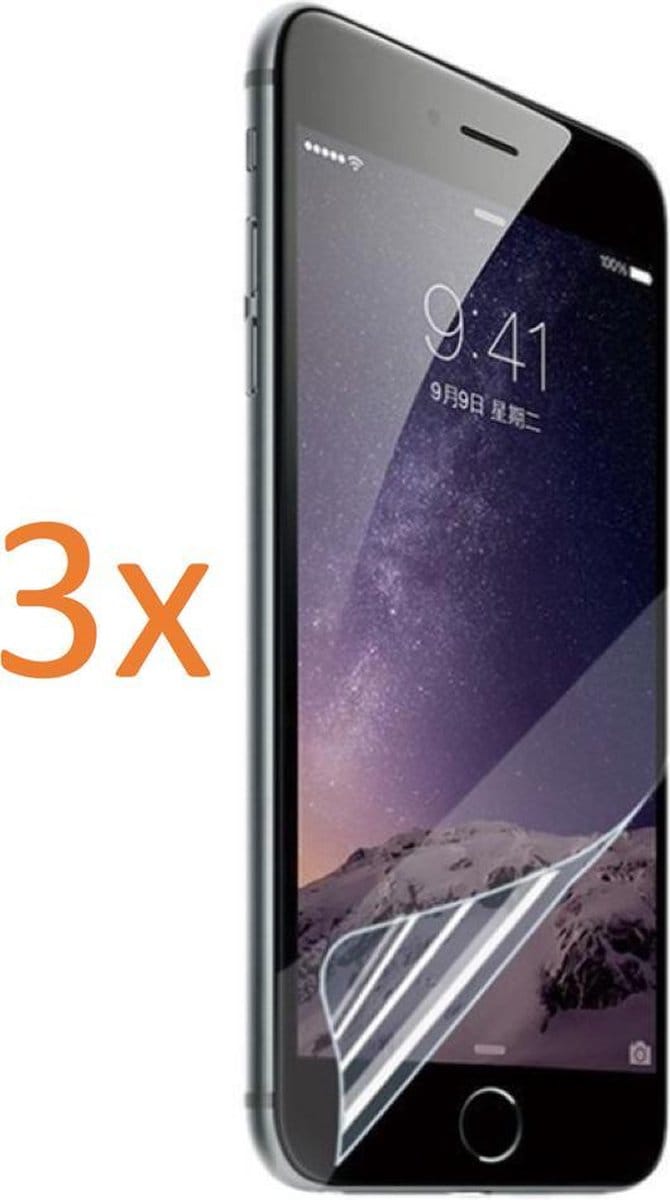 3x Screenprotector geschikt voor Apple iPhone 6 / 6s - Glas PET Folie Screenprotector Transparant 0.2mm 9H (Full Screen Protector)