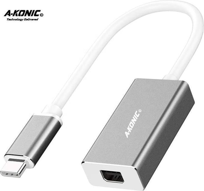 Usb C Naar Mini Displayport Adapter | Usb-C to DP | 4K 60HZ | Compatible Apple Macbook Pro | Chromebook | IMAC | Surface | XPS |  Zilver | A-KONIC©