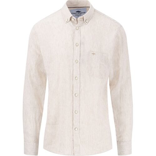 Fynch-Hatton Overhemd Linnen Fine Stripe Button-Down Zand / male