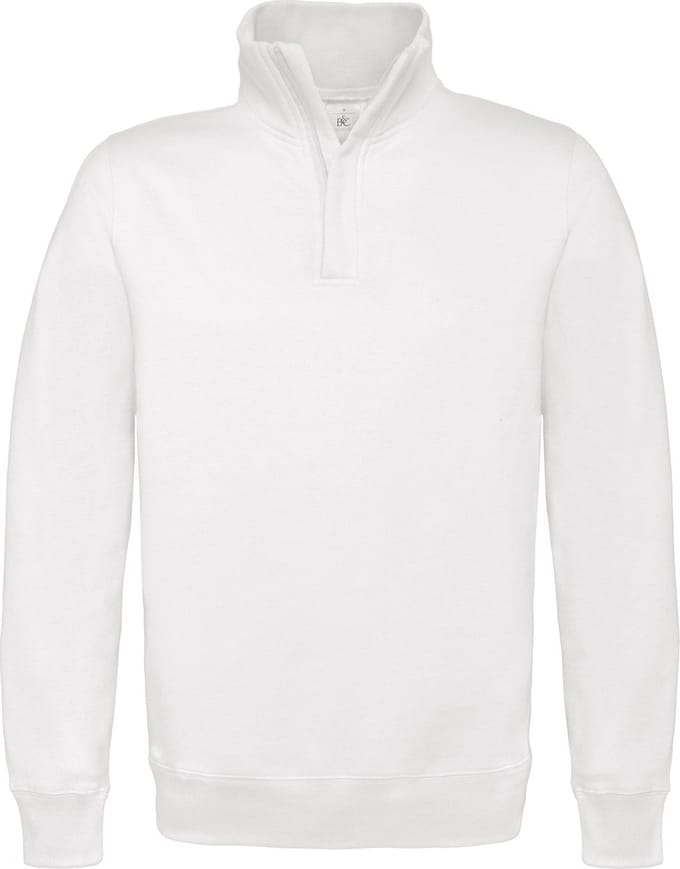 B&C Heren ID.004 1/4 Ritssweatshirt (Wit)