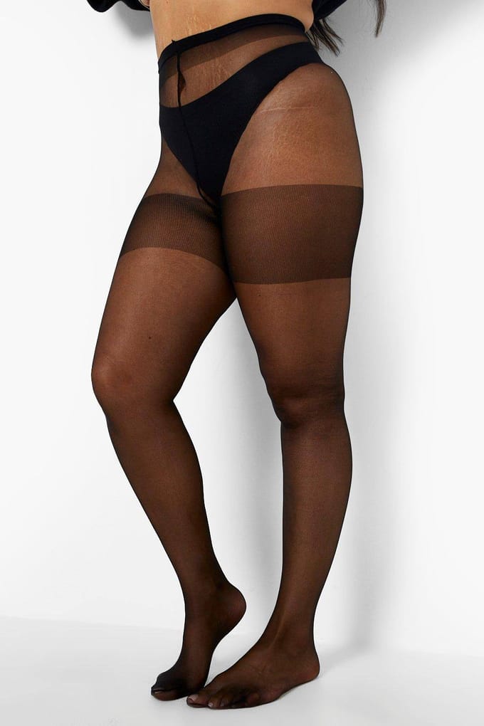 boohoo Dames Plus 15 Denier Shaper Panty's | Zwart