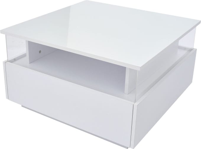 Gotagee Hoogglans LED Salontafel met 2 Lade en Transparant Presentatiegebied