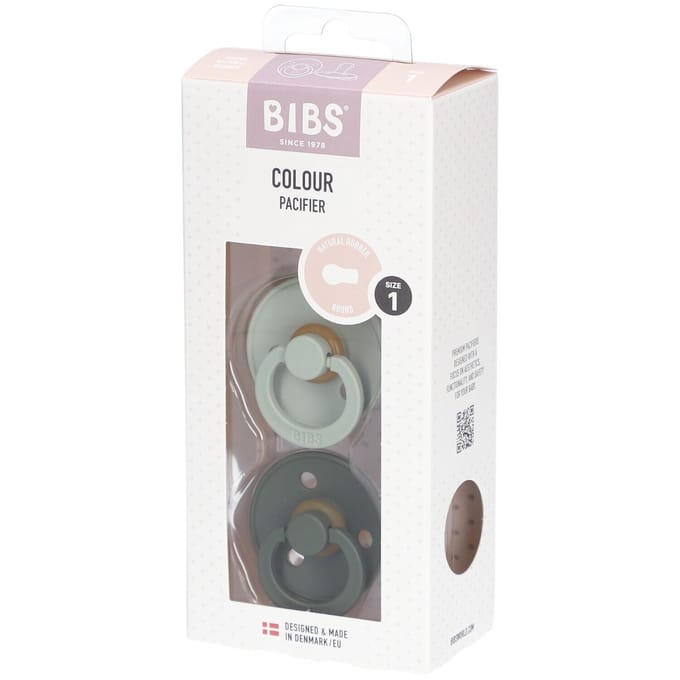BiBS - Colour Pacifier - Stage 1 Fopspeen - 0+ maanden - 2 stuks - Sage / Hunter Green