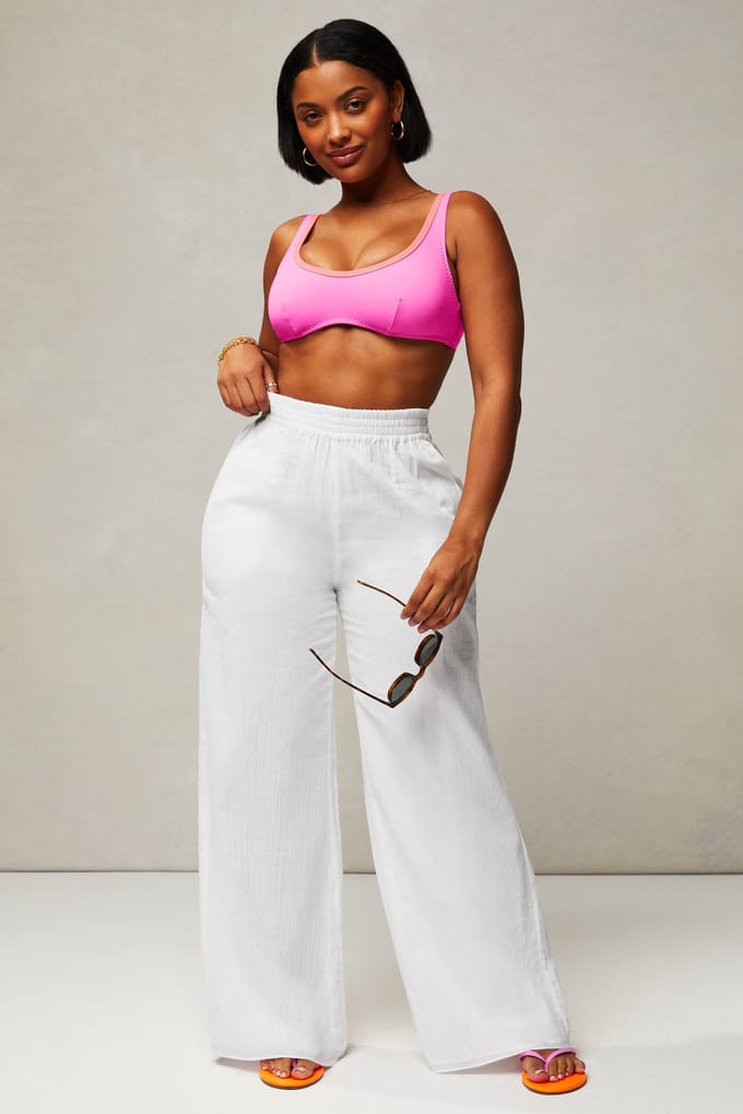 Fabletics Sunset Scoop Swim Top Neon Flamingo/neon Tropics Größe: 2X REG | Bikinis Outlet | Damen