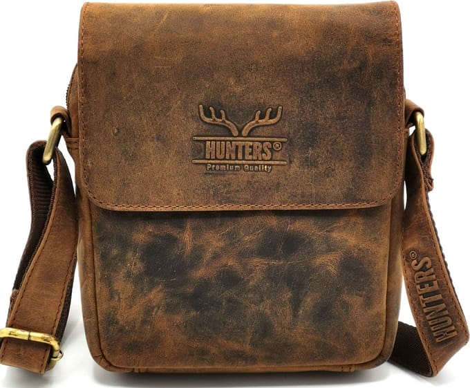 Hunters leren crossbodytas bruin