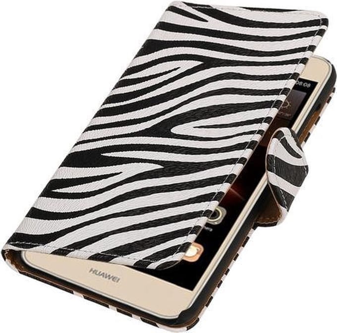 Zebra booktype wallet cover hoesje voor Huawei Y6 II Compact
