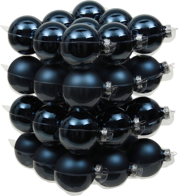 Othmar Decorations kerstballen - 36x st - donkerblauw - D6 cm - glas - kerstversiering