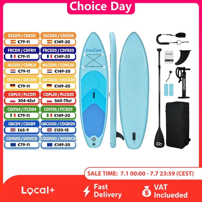 InnoExpo Stand Up Paddleboard Opblaasbaar Paddleboard Surf Sup Board Antislip Watersport Paddleboard met Accessoires