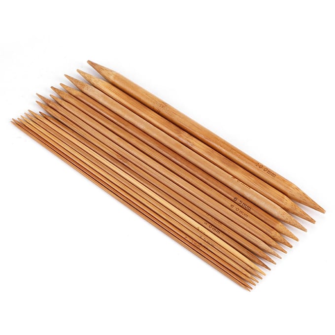Bamboe Breinaalden Glad Dubbelpuntig Set 15 Maten van 2 mm tot 10 mm white