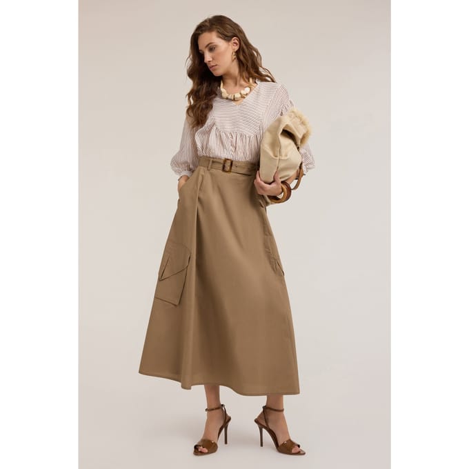 Motivi Cotton Poplin Cargo Skirt Brown Größe: 34 | Maxiröcke Outlet | Damen | Braun