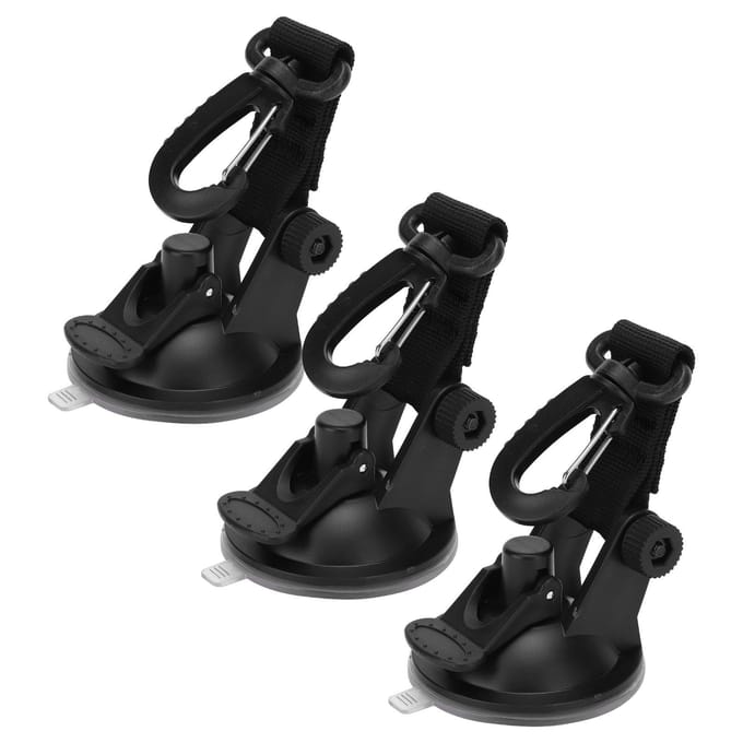 Set de 3 Crochets Ventouse Portables Mousqueton de Fixation de Tente Crochets Ventouse Rotatifs Réutilisables Noir
