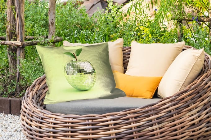 Buitenkussens - Tuin - Groen - Disco - Decoratie - Appel - 50x30 cm