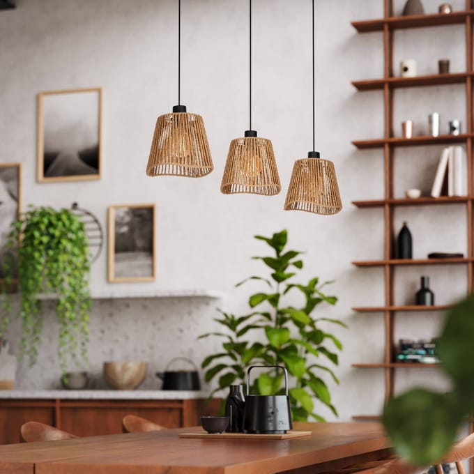 EGLO Lavister Hanglamp - E27 - 91 cm - Zwart/Bruin - Papier