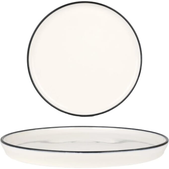 Rinart Dinerbord - Black Edge - Porselein - 28 cm - set van 6