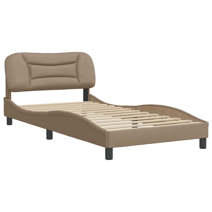 vidaXL - Bedframe - zonder - matras - "Hvar" - kunstleer - cappuccinokleurig - 100x200 - cm