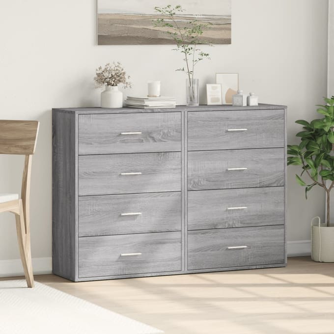 vidaXL - Dressoirs - 2 - st - 60x31x84 - cm - bewerkt - hout - grijs - sonoma - eikenkleur