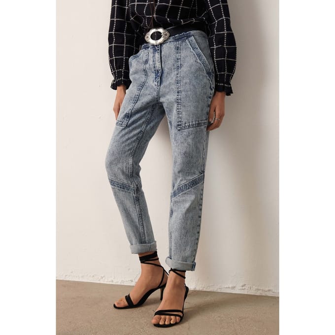 BA&SH Pantalon Fame Lightusedblue Maat: S | Broeken Outlet | Dames | Blauw