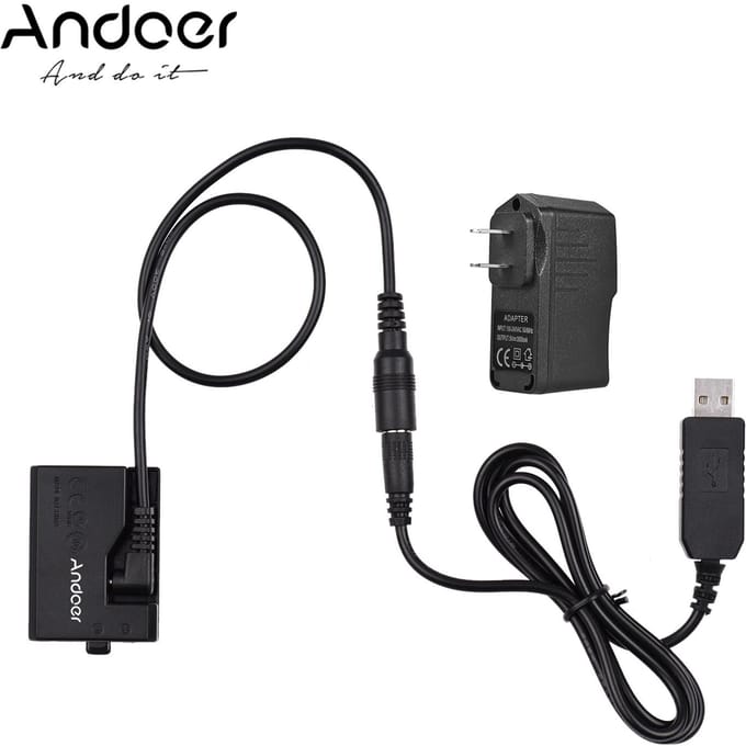 ACK-E10 5V USB dummy-batterij DC-koppeling (vervanging voor LP-E10) met voedingsadapter US Plug zwart