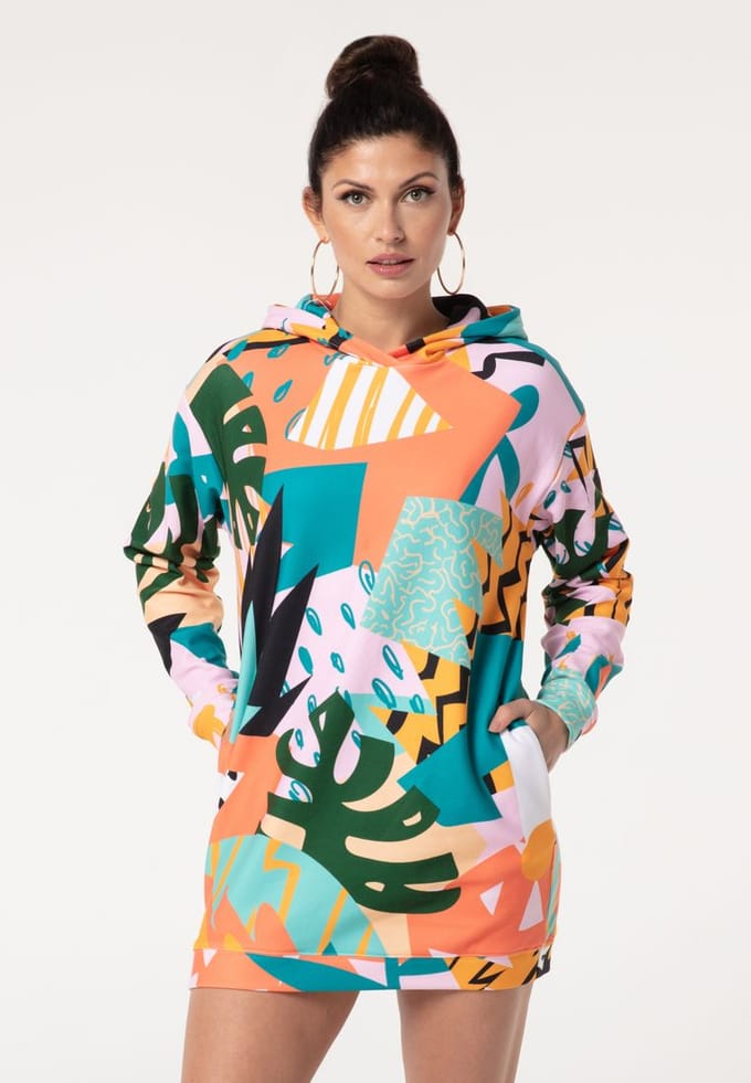 "Tropical Abstract" Oversize hoodiejurk