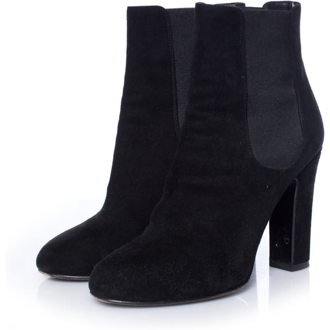 Dolce & Gabbana, zwarte suède Chelsea boots met hak.