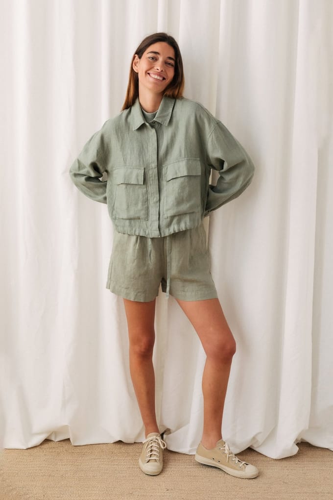 TWOTHIRDS Hiengabat Jacket Desert Sage Green Größe: L | Cropped-Jacken Outlet | Damen | Grün