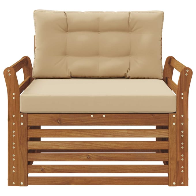 vidaXL - Buitensofa - Massief - Acacia - Hout - en - Polyester - Natuurlijk - en - Beige