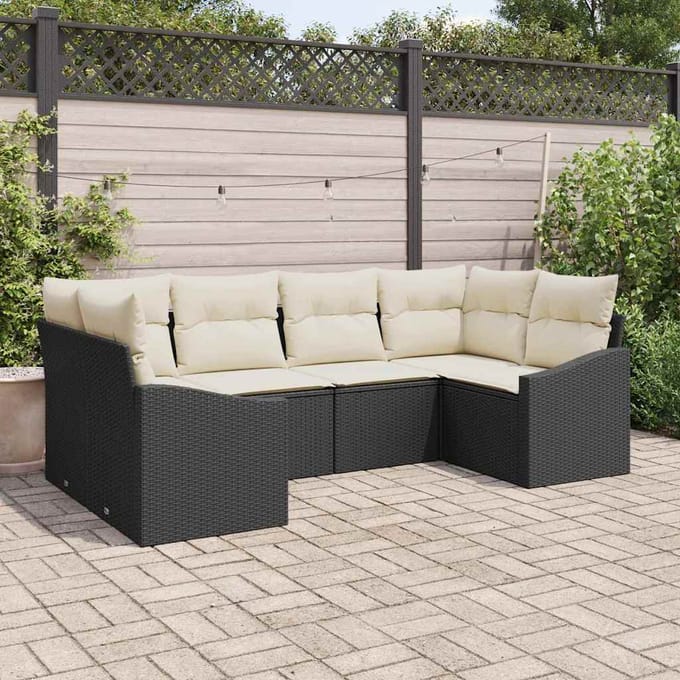 vidaXL Bankstel 6 st Zwart poly rattan