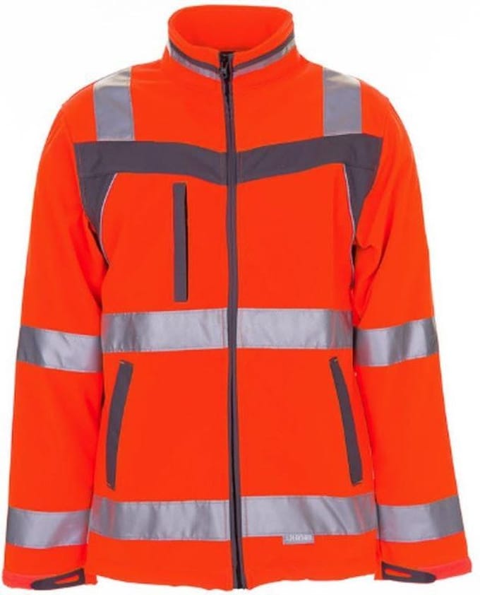 Planam Plaline H-vis softshell jack (5660) - Fluor oranje | Grijs - 4XL