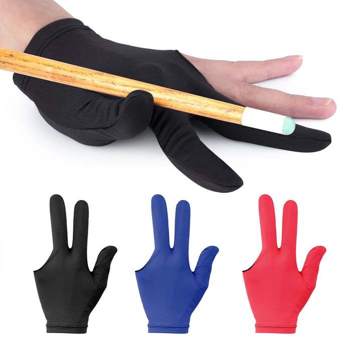 Gants de billard élastiques à 3 doigts, 3/6 pièces, pour mains gauches et droites 3pcs red