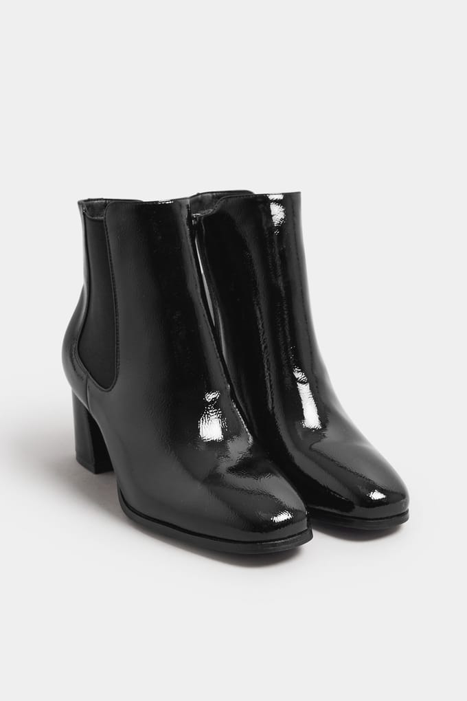 Yours Zwarte Chelsealaarzen Met Blokhak En Extra Brede Eeepasvormsize 38EEE