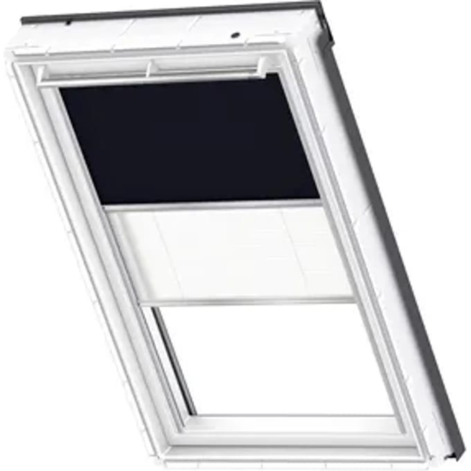 Velux Verduisterend Rolgordijn Dfd S08 1100sc - Manueel - Donker Blauw En Wit