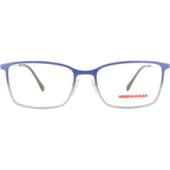 Prada sport rechthoekige top blauwe gradiënt gunmetal heren glazen frames