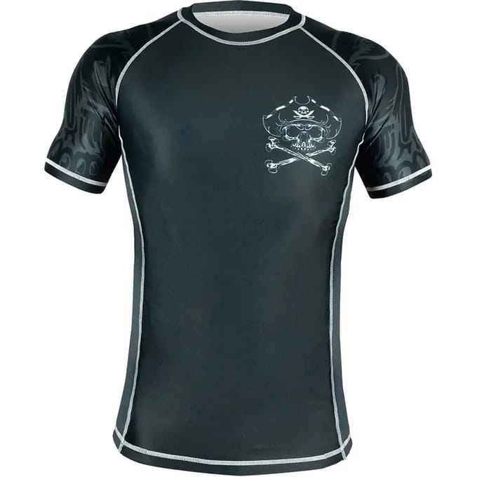 PRIDE or DiE PIRATE V.2 Rashguard Zwart Grijs - S
