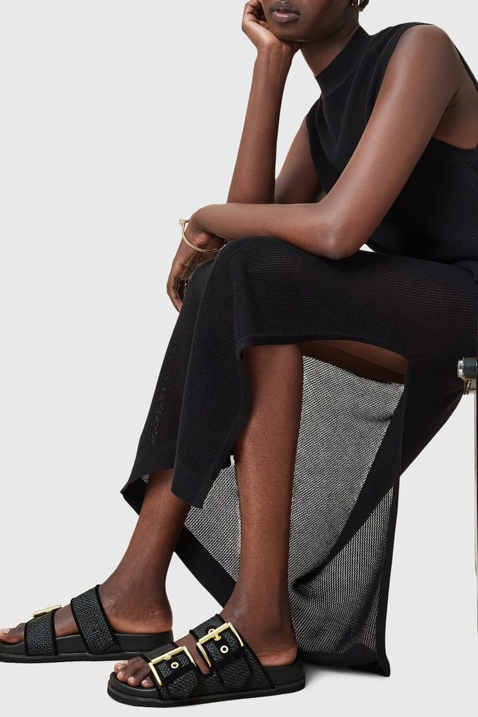 AllSaints Sian Raffia Sandal Black Größe: 37 | Sandalen Outlet | Damen | Schwarz