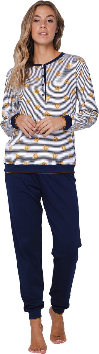 Pastunette - Moonlite - Pyjama - Katoen - Wit/Blauw - Maat 50