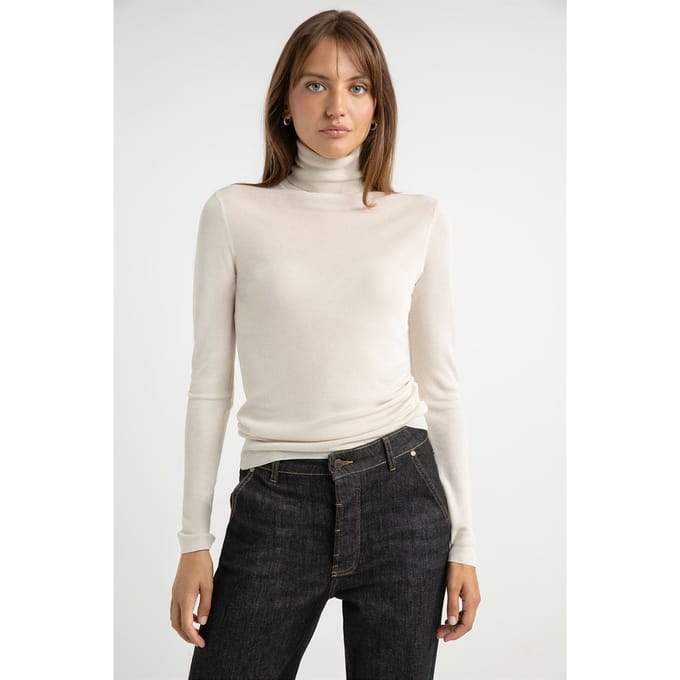 Josephine & Co Saar Sweater Lurex Sand Maat: XXL | Sweaters Outlet | Dames | Beige