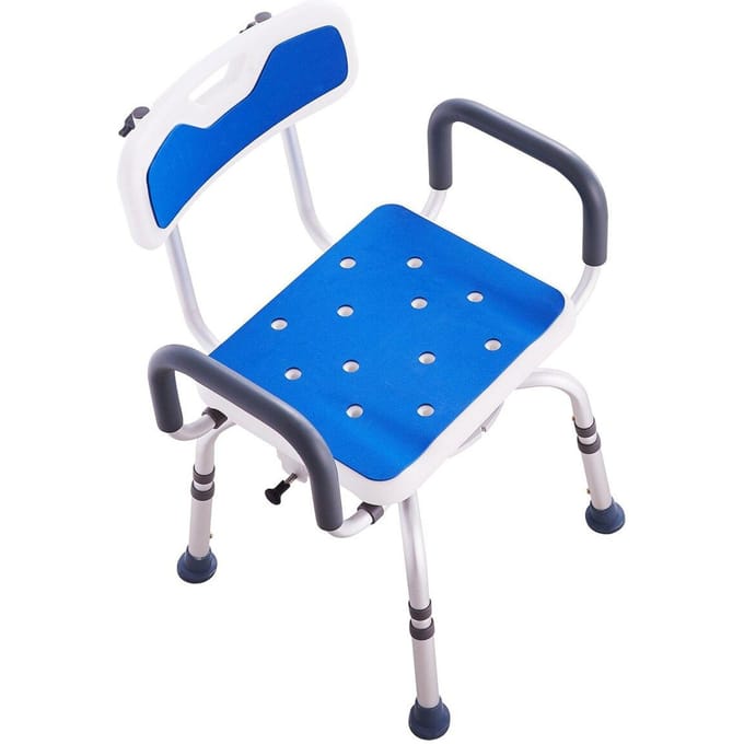 Chaise de douche pivotante à 360° avec accoudoirs et dossier - Capacité 400 lbs