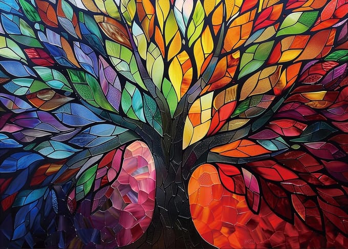 Kleurrijke Levensboom Puzzel 1000 Stukjes - Uitdagende Schilderkunst Puzzel