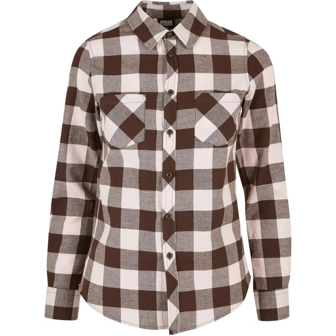 Urban Classics - Turnup Checked Flanell Blouse - M - Bruin