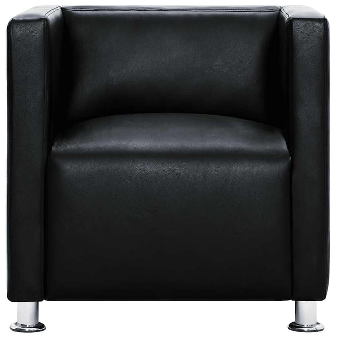 vidaXL Fauteuil kubus kunstleer zwart