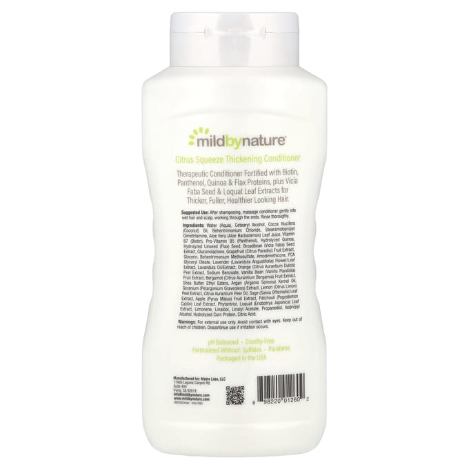 Mild By Nature, Après-shampoing fortifiant pour cheveux, complexe B et biotine, Citrus Squeeze, 473 ml (473ml) gray