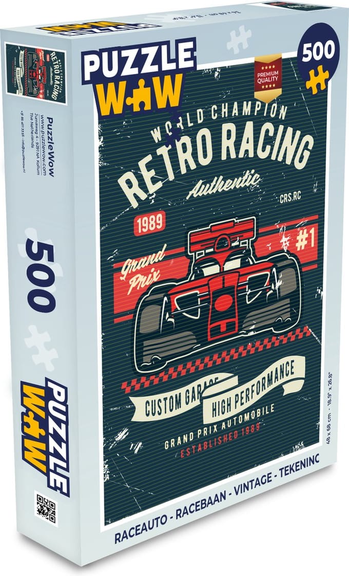 Puzzel Raceauto - Racebaan - Vintage - Tekening - Legpuzzel - Puzzel 500 stukjes