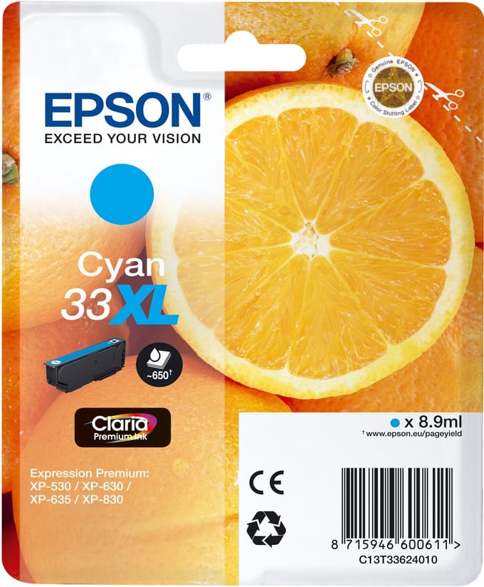 EPSON Cartouche Oranges Ink Claria Premium Cyan XL