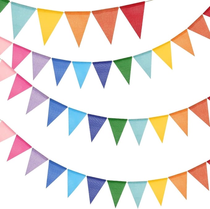 Vlaggetjesslinger - Feestdecoratie - Feestversiering - Duurzaam en herbruikbaar - 12 meter - Veelkleurig
