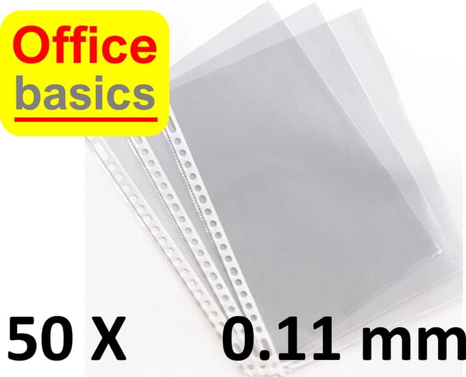 50 x showtas Office Basics - 23 gaats - A4 0,11 mm extra stevig - PP - glad