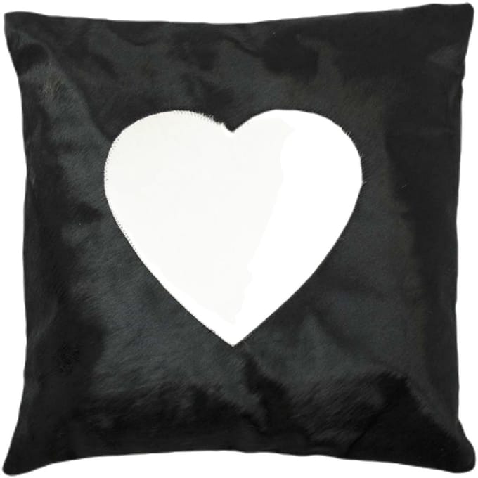 kussen koe hart zwart 45x45cm